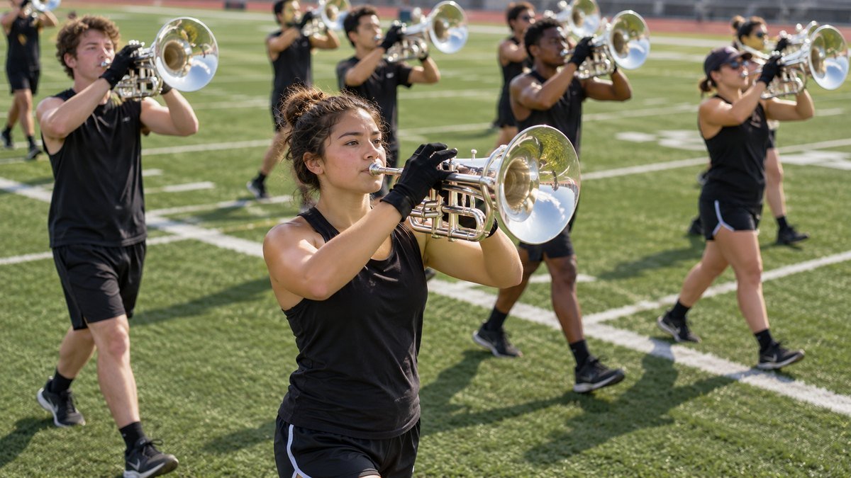 Brass line musicians rehearsing together