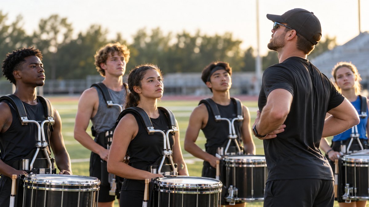 Instructor coaching musicians at a rehearsal clinic