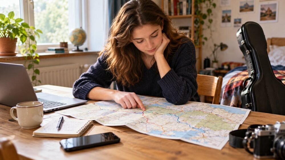 Prospective member planning travel to a drum corps